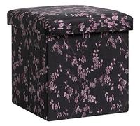 Pouf de rangement pliable avec couvercle - Cube rectangulaire - Boîte de rangement pour jouets - Pouf pour salon, chambre à coucher, solution de rangement pour économiser de l'espace