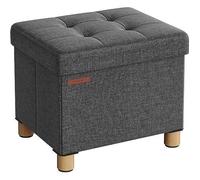 Pouf de rangement pliable avec repose-pieds - SONGMICS - Gris foncé - 32 x 40 x 33,5 cm - 300 kg
