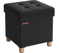 Pouf de rangement pliable avec repose-pieds - SONGMICS - Noir