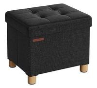 Pouf de rangement pliable avec repose-pieds - SONGMICS - Noir