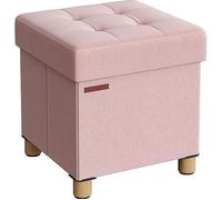 Pouf de rangement pliable avec repose-pieds - SONGMICS - Rose bonbon - 38 x 38 x 40 cm - 300 kg