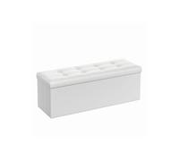 Pouf de rangement pliable blanc 110 cm - coffre et siège multifonctionnel