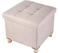 Pouf de rangement pliable en forme de cube avec couvercle, repose-pieds rembourré doux, tabouret polyvalent coffre à jouets, boîte de rangement pliable, pieds en bois élégants, idéal pour le salon et
