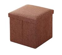 Pouf de rangement pliable en lin - Repose-pieds cube peu encombrant pour terrasse, chambre à coucher et couloir - Couleur café élégant - 30 x 30 x 30 cm