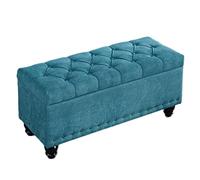 Pouf de rangement pliable en tissu bleu lac, repose-pieds rectangulaire pour chambre à coucher, canapé, entrée, tabouret à langer, 40 x 40 x 45 cm, décoration élégante et fonctionnelle