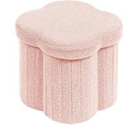 Pouf De Rangement Pliable En Tissu Bouclé,Tabouret Fleur Avec Rangement,Siège Pratique Pour Coiffeuse,Salon Et Chambre,32X32[CA95]