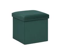 Atmosphera - Pouf de rangement pliable en velours - Vert cèdre