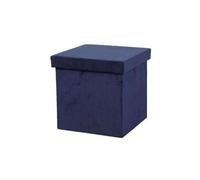 - Pouf de rangement pliable Kube en velours côtelé - Bleu