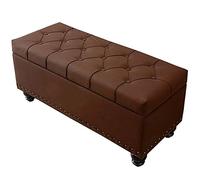 Pouf de rangement pliable multifonction 100 x 40 x 45 cm - Tabouret à langer capitonné avec grand espace de rangement Pieds en bois massif robuste Capacité 150 kg Repose-pieds en cuir synthétique