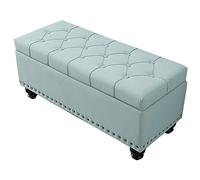 Pouf de rangement pliable multifonction - Grand repose-pieds touffeté de 100 x 40 x 45 cm avec pieds en bois massif robuste et cuir synthétique Capacité de 150 kg Idéal pour changer les chaussures et