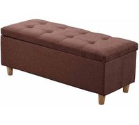 Pouf de rangement pliable rectangulaire avec coussin et coffre à jouets, cadre en bois massif, capacité de charge 150 kg