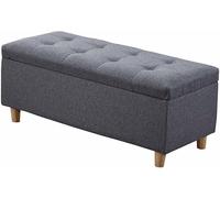 Pouf de rangement pliable rectangulaire avec coussin et coffre à jouets, cadre en bois massif, capacité de charge 150 kg