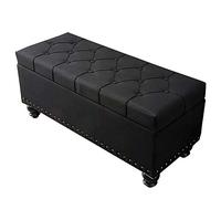 Pouf de rangement pliable rectangulaire en cuir PU résistant aux rayures pour chambre à coucher ou lit