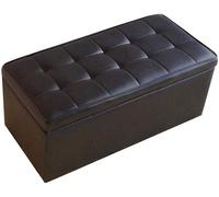 Pouf de Rangement Pliable Rectangulaire Tufté Cuir PU Repose-Pieds Gain de Place pour Salon Chambre Bureau