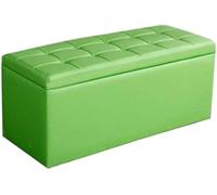 Pouf de Rangement Pliable Rectangulaire Tufté Cuir PU Repose-Pieds Gain de Place pour Salon Chambre Bureau