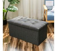 Pouf de rangement pliable, repose-pieds multifonction et coffre à jouets avec coussin rembourré, supporte jusqu'à 100 kg pour salon, chambre à coucher