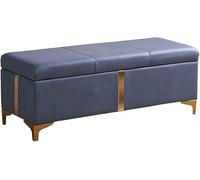 Pouf de rangement pliable - Tabouret à langer avec espace de rangement rectangulaire, housse en tissu technologique, pieds en métal, supporte jusqu'à 150 kg