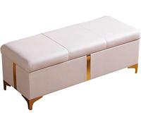 Pouf de rangement pliable - Tabouret à langer avec espace de rangement rectangulaire, housse en tissu technologique, pieds en métal, supporte jusqu'à 150 kg