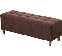 Pouf de rangement pliable - Tabouret à langer polyvalent avec couvercle à charnière et pieds en bois massif, solution d'organisation élégante pour chambre à coucher et maison