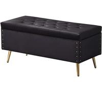 Pouf de rangement pliable - Tabouret rectangulaire rembourré en velours avec pieds antidérapants, capacité de 150 kg, tabouret à langer de maison