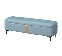 Pouf de rangement, pouf rembourré avec pieds en métal, élégant bout de lit pour chambre à coucher, salon, entrée (bleu, 60 cm)
