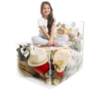 Pouf de rangement pour animaux en peluche pour enfants, imperméable et transparent (sans remplissage) - capacité de 110 l - En PVC - Ours en peluche - Organisateur de jouets pour jouets en