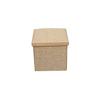 Pouf de rangement pour salon - 30 x 30 x 30 cm - Petit repose-pieds en lin avec couvercle amovible - Repose-pieds portable pour canapé, bureau et utilisation adaptée aux chiens