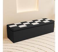 Pouf de rangement rectangulaire, banc d'intérieur et siège de rangement cube en bois ottoman pour chambre à coucher, entrée, banc de rangement, pouf carré, conteneur élégant, décoration d'intérieur