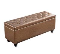 Pouf de Rangement rectangulaire en Bois avec Assise et Couvercle en Cuir synthétique rembourrés, Couleur Noire, pour Couloir, Salon, Charge maximale 150 kg