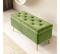 Pouf de rangement rectangulaire en bois ottoman pour salon/chambre à coucher, entrée tabouret de rangement avec pieds, élégant et fonctionnel, 40 cm de long, idéal pour la décoration de la maison