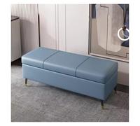 Pouf de rangement rectangulaire en similicuir pour chambre à coucher, salon, entrée - Coffre de rangement élégant de 60 cm - Bleu
