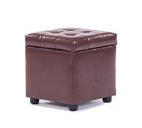 Pouf de rangement rectangulaire et carré en cuir imperméable avec compartiments cachés Marron 42 x 42 x 40 cm Meuble élégant et durable pour salon ou chambre à coucher