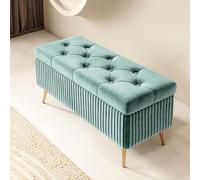 Pouf de rangement rectangulaire pour chambre à coucher, banc de rangement en bois, tabouret d'entrée ottomane avec pieds, 100 cm, coffre de rangement élégant en couleur E
