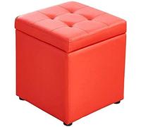 Pouf de rangement rembourré avec boîte de rangement sur le dessus de la charnière en cuir synthétique, design cube