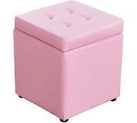 Pouf de rangement rembourré avec boîte de rangement sur le dessus de la charnière en cuir synthétique, design cube