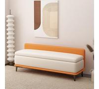 Pouf de rangement rembourré avec dossier pour salon ou chambre à coucher, structure en bois massif, idéal pour les entrées, les magasins et plus encore - Meuble élégant et fonctionnel