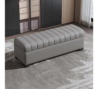 Pouf de rangement rembourré, banc de rangement pour chambre, banc d’entrée pour chambre à coucher, tabouret de rangement en bois et cuir avec compartiment - Convient à divers espaces(H,140cm/55.1in)
