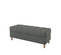 Pouf de rangement rembourré gris - 120 cm de large, capitonnage sans boutons, résistant aux taches, pieds arrondis, meuble de maison élégant, solution de rangement et de siège.
