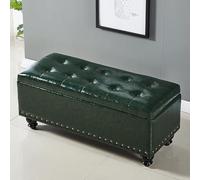 Pouf de rangement, repose-pieds en cuir, banc rembourré avec pieds en bois pour chambre à coucher, salle à manger, salon, couloir