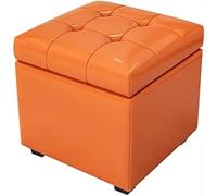 Pouf De Rangement, Repose-Pieds en Cuir, Tabouret Cube Haut De Gamme avec Rangement, Tabouret De Rangement Moderne, Gris, 100 X 40 X 42 Cm,Orange-40x40x42cm