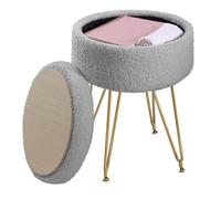 Pouf de rangement repose-pieds en fausse fourrure avec rangement, chaise multifonction moderne, 32 x 32 x 44 cm, noir encre