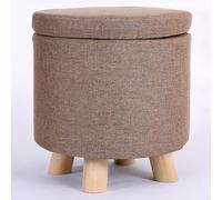 Pouf de rangement rond en coton et lin empilable, siège décoratif polyvalent pour salon, entrée, chambre à coucher