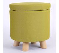 Pouf de rangement rond en coton et lin, repose-pieds empilable pour salon, entrée, chambre à coucher - Tabouret polyvalent pour changer de chaussures, ottoman décoratif