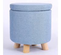 Pouf de rangement rond en coton et lin, repose-pieds empilable pour siège polyvalent dans le salon, l'entrée, la chambre à coucher