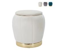Pouf de rangement rond en velours avec base métallique 43cm Paris