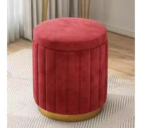 Pouf de rangement rond en velours, pouf bas rond en cuir, tabouret de coiffeuse en éponge, repose-pieds rembourré avec base plaquée or pour salon, chambre à coucher ou magasin.