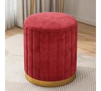 Pouf de rangement rond en velours, pouf rond bas en cuir pour chambre à coucher, salon, entrée, bureau, tabouret créatif et tendance, chaise de coiffeuse, repose-pieds (gris), décoration d'i