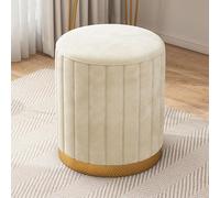 Pouf de rangement rond en velours pour chambre à coucher - Ottomane basse ronde en cuir avec éponge pour salon, entrée et bureau dans un design mignon et tendance