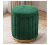 Pouf de rangement rond moderne avec couvercle amovible - Tabouret rembourré vert - Base en métal doré - Repose-pieds pour salon, chambre à coucher et dortoir - Solution d'assise élégante et