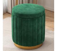 Pouf de rangement rond moderne en velours - Tabouret champignon vert avec couvercle amovible pour salon, chambre à coucher ou salle de maquillage - Repose-pieds élégant et solution de rangement idéale